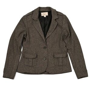 Levi's Womens Medium Herringbone 2-Button Vented Blazer Jacket Academia Military